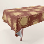 Boho Summer Sun Pattern III Brick Red Tablecloth Gallery Image 1