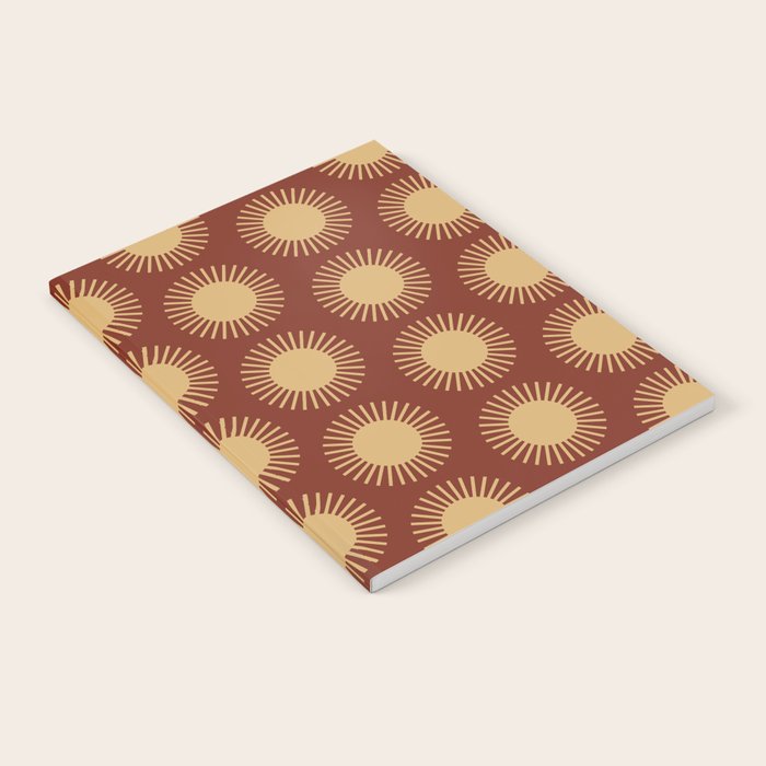Boho Summer Sun Pattern III Brick Red Notebook Gallery Image 1