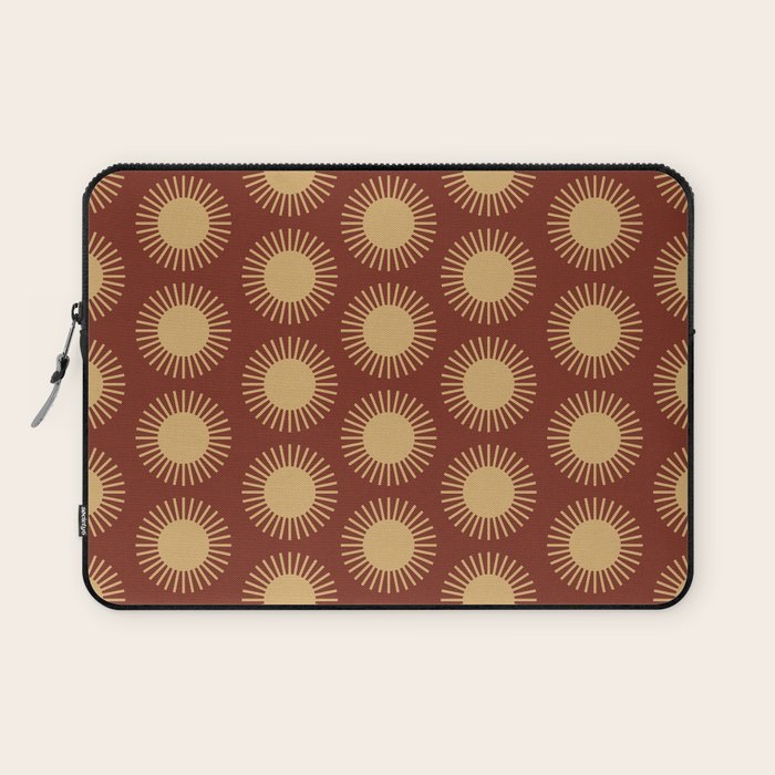Boho Summer Sun Pattern III Brick Red Laptop Sleeve Gallery Image 1