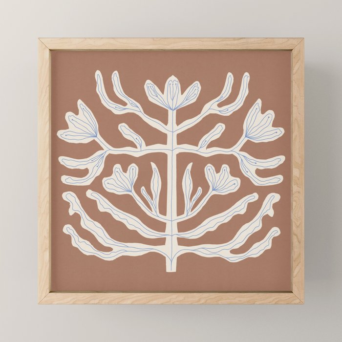 Floral Symmetry  - Inspired by PANTONE 17 1230 Mocha Mousse Mini Art Print Gallery Image 1