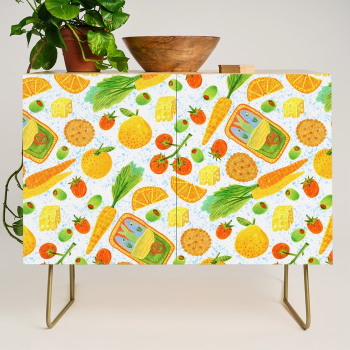 Kitchen Snacks & Apps in Orange & White Credenza Gallery Image 1