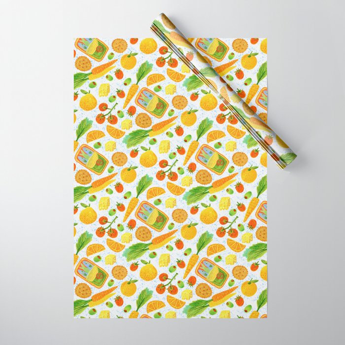 Kitchen Snacks & Apps in Orange & White Wrapping Paper Gallery Image 1