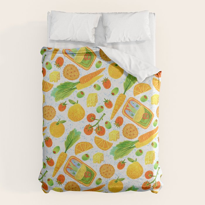 Kitchen Snacks & Apps in Orange & White Duvet Cover Gallery Image 1