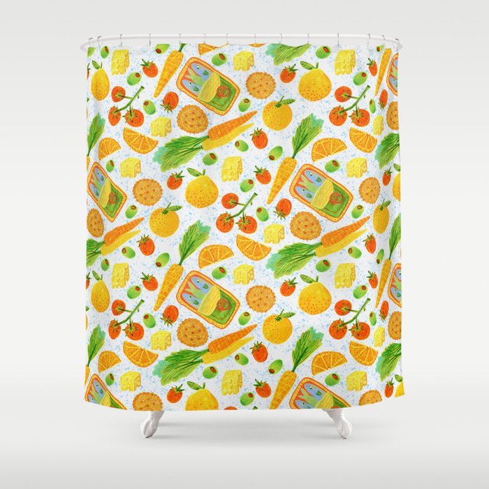 Kitchen Snacks & Apps in Orange & White Shower Curtain Gallery Image 1