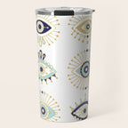 Evil Eye Collection on White Travel Mug Gallery Image 1