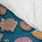 Mexican Sweet Bakery Frenzy // turquoise background // pastel colors pan dulce Comforter Gallery Image 4
