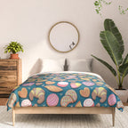 Mexican Sweet Bakery Frenzy // turquoise background // pastel colors pan dulce Comforter Gallery Image 3
