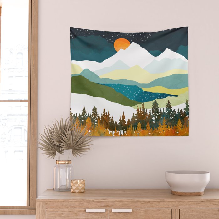 Winters Night Wall Tapestry Gallery Image 2