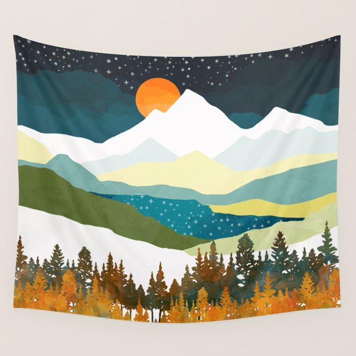 Winters Night Wall Tapestry Gallery Image 4