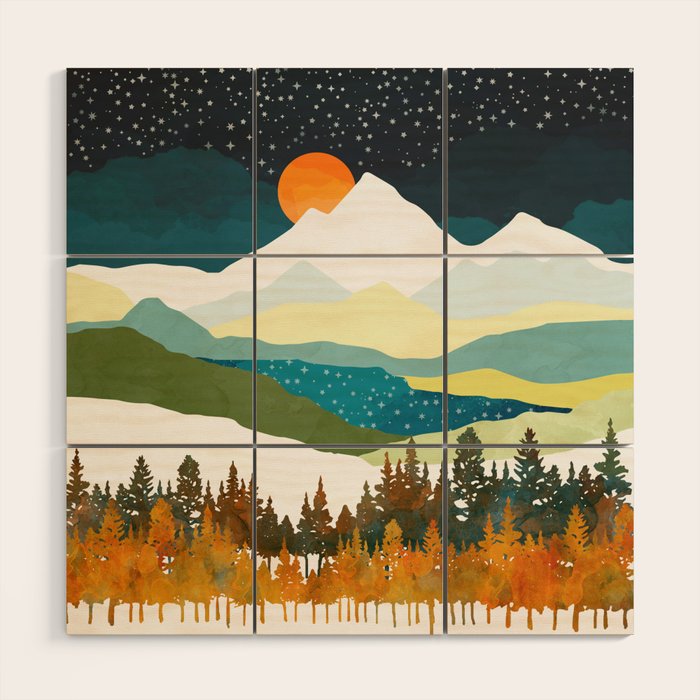 Winters Night Wood Wall Art Gallery Image 1
