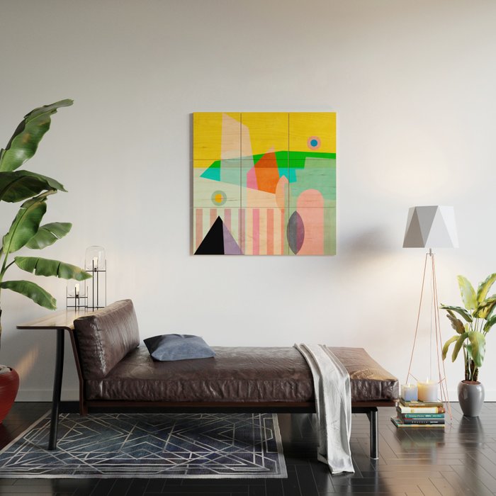 modern abstraction shapes Wood Wall Art Gallery Image 2