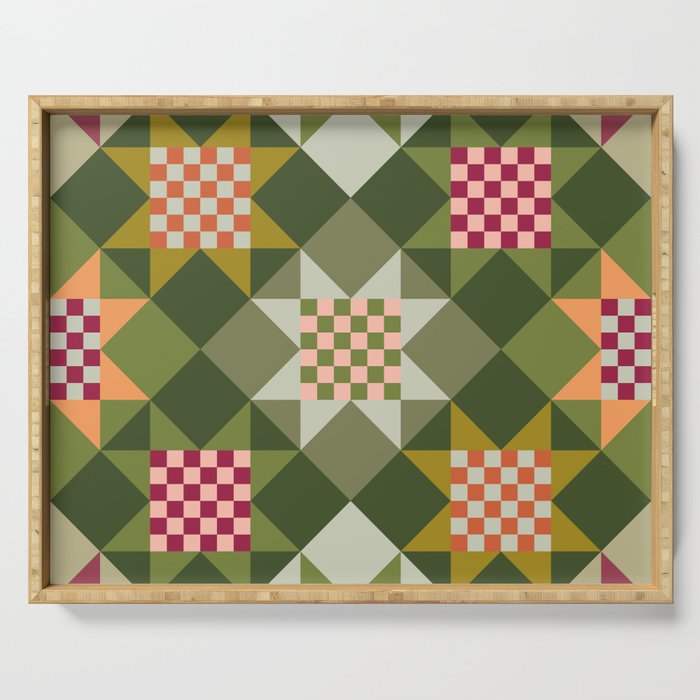 Checkerboard Quilt - Fall Colors Serving Tray Gallery Image 1