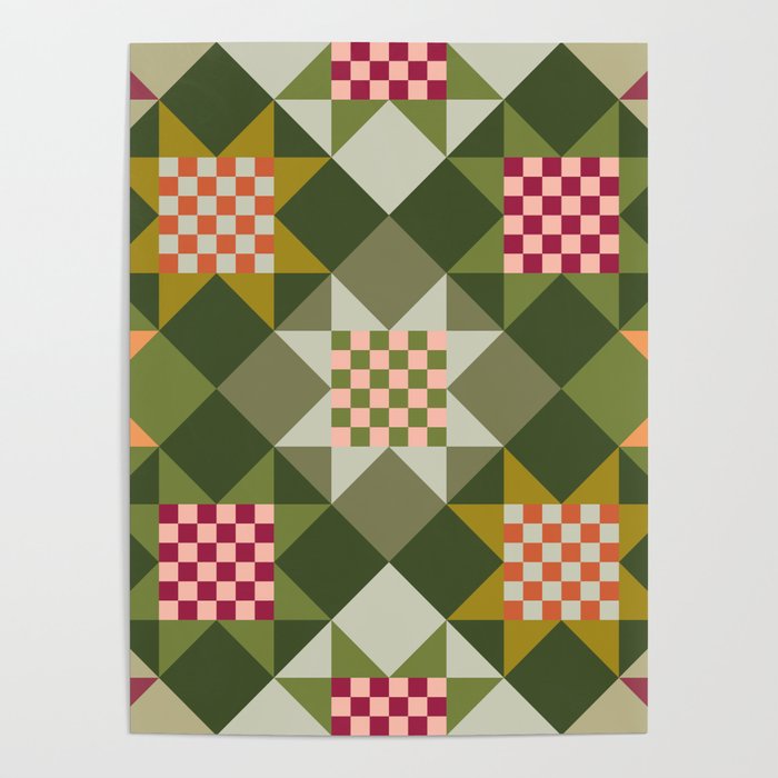Checkerboard Quilt - Fall Colors Poster Gallery Image 1