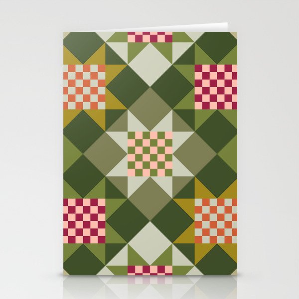 Checkerboard Quilt - Fall Colors Stationery Card Gallery Image 2