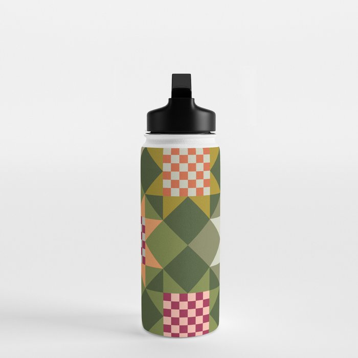 Checkerboard Quilt - Fall Colors Water Bottle Gallery Image 3