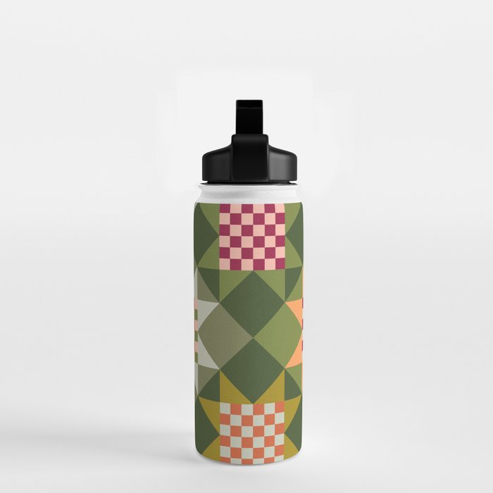 Checkerboard Quilt - Fall Colors Water Bottle Gallery Image 2