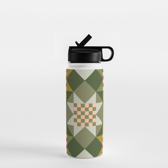 Checkerboard Quilt - Fall Colors Water Bottle Gallery Image 1