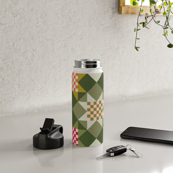 Checkerboard Quilt - Fall Colors Water Bottle Gallery Image 4