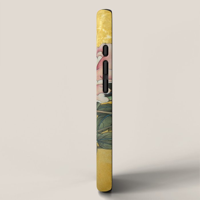 Chinoiserie Peach Blooming Peony Gold Leaf Art Painting iPhone Case Gallery Image 2