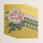 Chinoiserie Peach Blooming Peony Gold Leaf Art Painting Wrapping Paper Gallery Image 3
