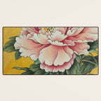 Chinoiserie Peach Blooming Peony Gold Leaf Art Painting Desk Mat Gallery Image 3