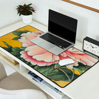 Chinoiserie Peach Blooming Peony Gold Leaf Art Painting Desk Mat Gallery Image 2