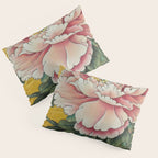 Chinoiserie Peach Blooming Peony Gold Leaf Art Painting Pillow Sham Gallery Image 3