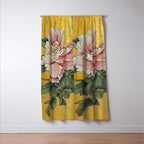 Chinoiserie Peach Blooming Peony Gold Leaf Art Painting Window Curtain Gallery Image 3