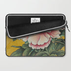 Chinoiserie Peach Blooming Peony Gold Leaf Art Painting Laptop Sleeve Gallery Image 2