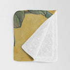 Chinoiserie Peach Blooming Peony Gold Leaf Art Painting Throw Blanket Gallery Image 3