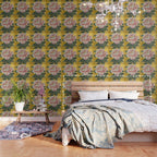 Chinoiserie Peach Blooming Peony Gold Leaf Art Painting Wallpaper Gallery Image 3