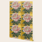 Chinoiserie Peach Blooming Peony Gold Leaf Art Painting Wallpaper Gallery Image 2
