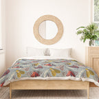Quirky beautiful moths // morning blue textured background oxford navy blue ivory yellow and red tiger moth insects Duvet Cover Gallery Image 3