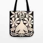 Freedom - Bird and Flower - Black and White  Tote Bag Gallery Image 1