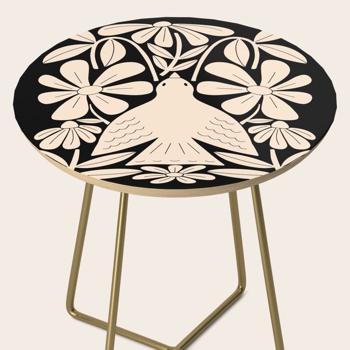 Freedom - Bird and Flower - Black and White  Side Table Gallery Image 2