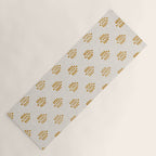 block print palm in golden on natural Yoga Mat Gallery Image 1