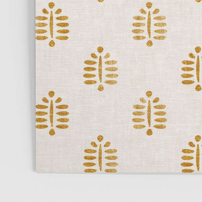 block print palm in golden on natural Poster Gallery Image 3