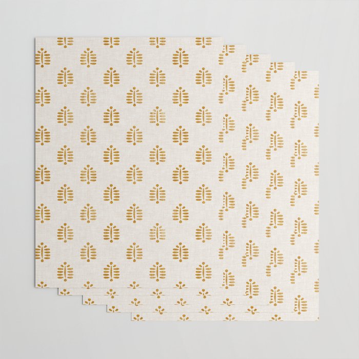 block print palm in golden on natural Wrapping Paper Gallery Image 3
