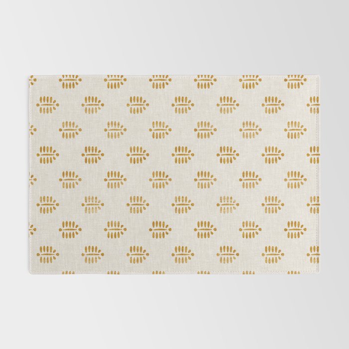 block print palm in golden on natural Rug Gallery Image 2