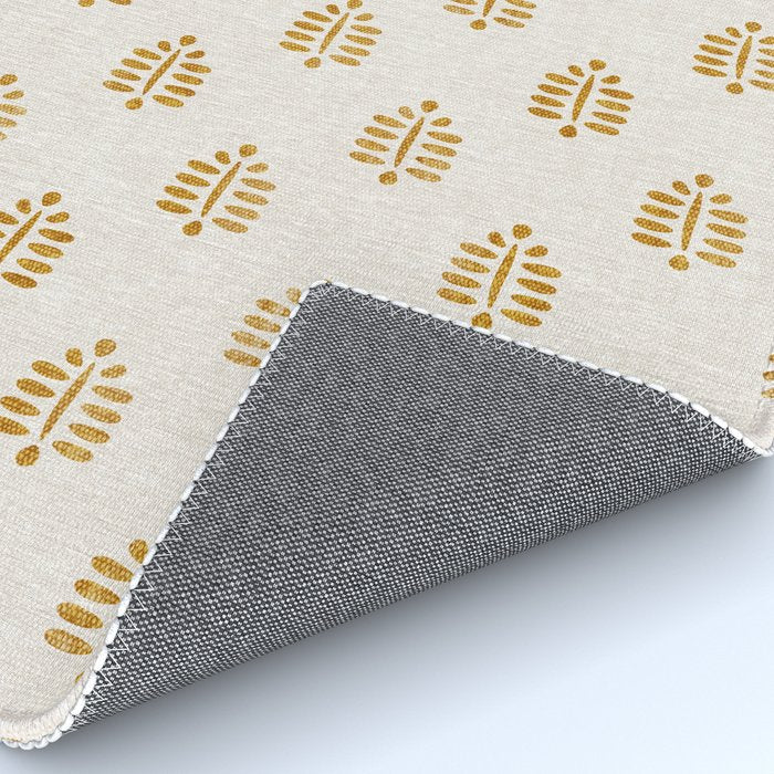 block print palm in golden on natural Rug Gallery Image 4