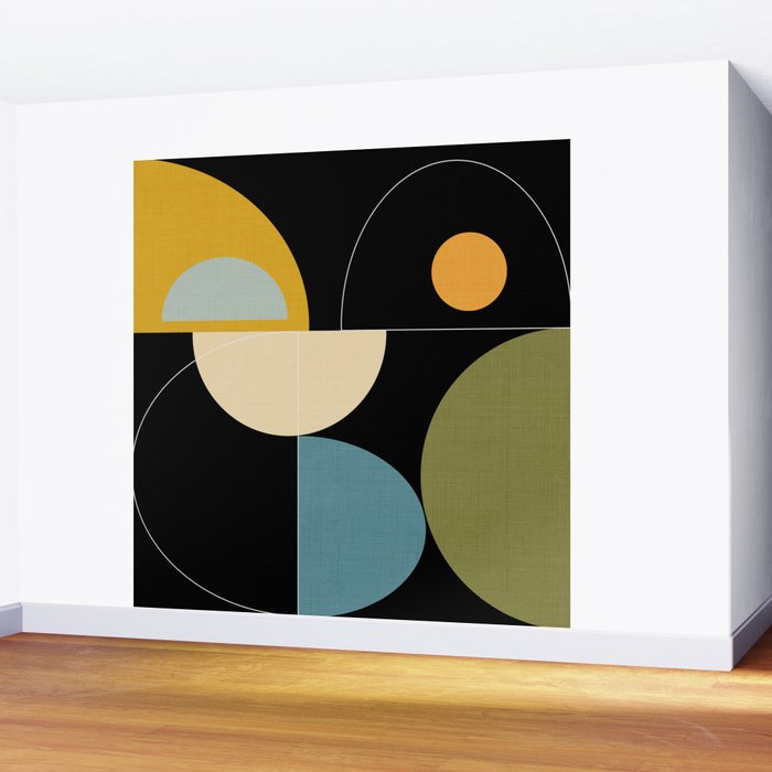 mid century geometric winter 2 Wall Mural Gallery Image 2