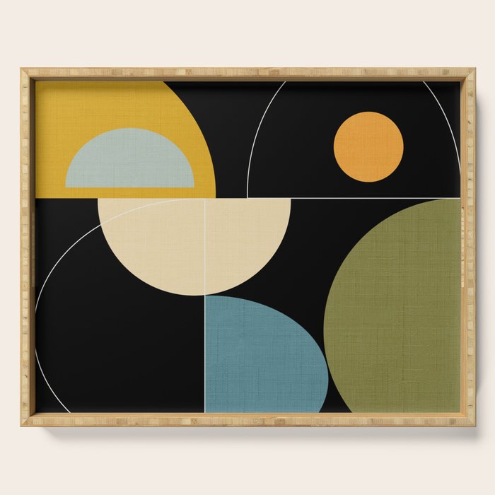 mid century geometric winter 2 Serving Tray Gallery Image 1
