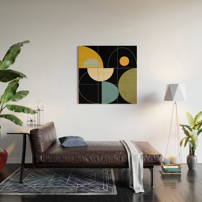 mid century geometric winter 2 Wood Wall Art Gallery Image 2