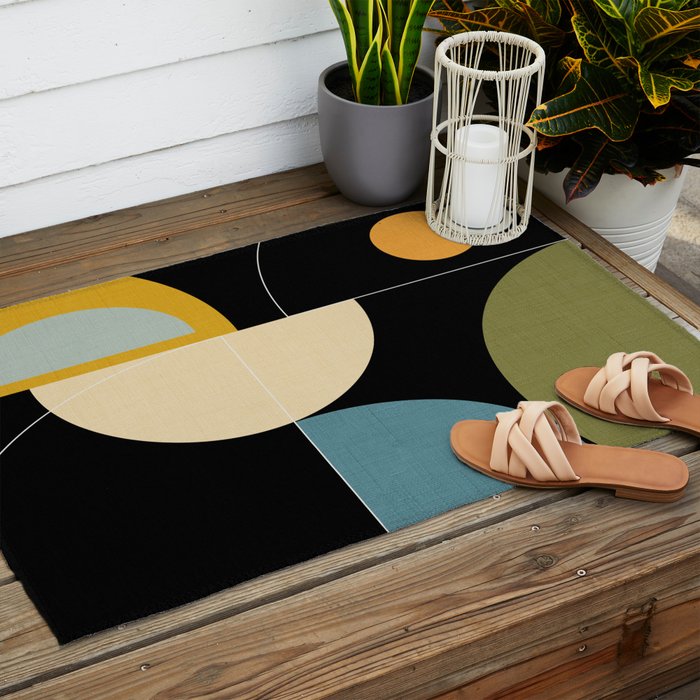 mid century geometric winter 2 Outdoor Rug Gallery Image 2