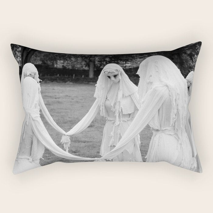 Salem witches, seance gathering of the witch black and white photograph Rectangular Pillow Gallery Image 2