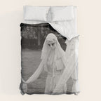 Salem witches, seance gathering of the witch black and white photograph Duvet Cover Gallery Image 6