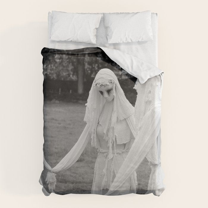 Salem witches, seance gathering of the witch black and white photograph Duvet Cover Gallery Image 6