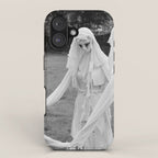 Salem witches, seance gathering of the witch black and white photograph iPhone Case Gallery Image 1