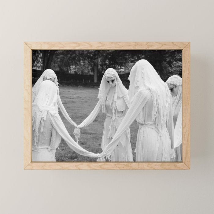 Salem witches, seance gathering of the witch black and white photograph Mini Art Print Gallery Image 1