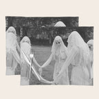 Salem witches, seance gathering of the witch black and white photograph Placemat Gallery Image 1